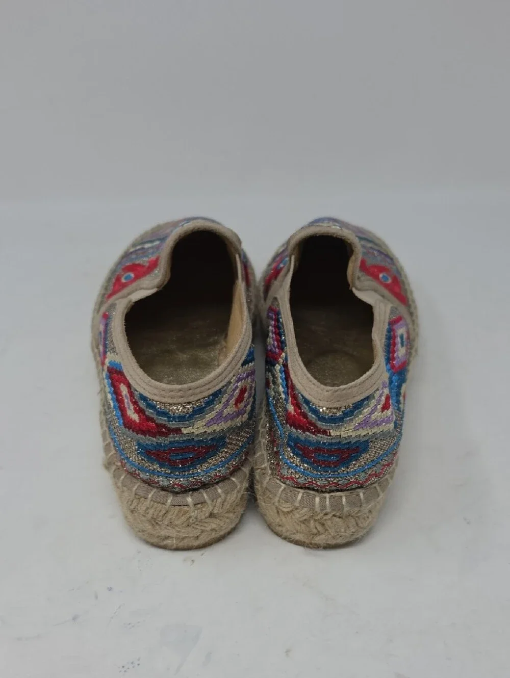 Johnny Was Floral Embroidered Platform Espadrilles Shoes Size 38